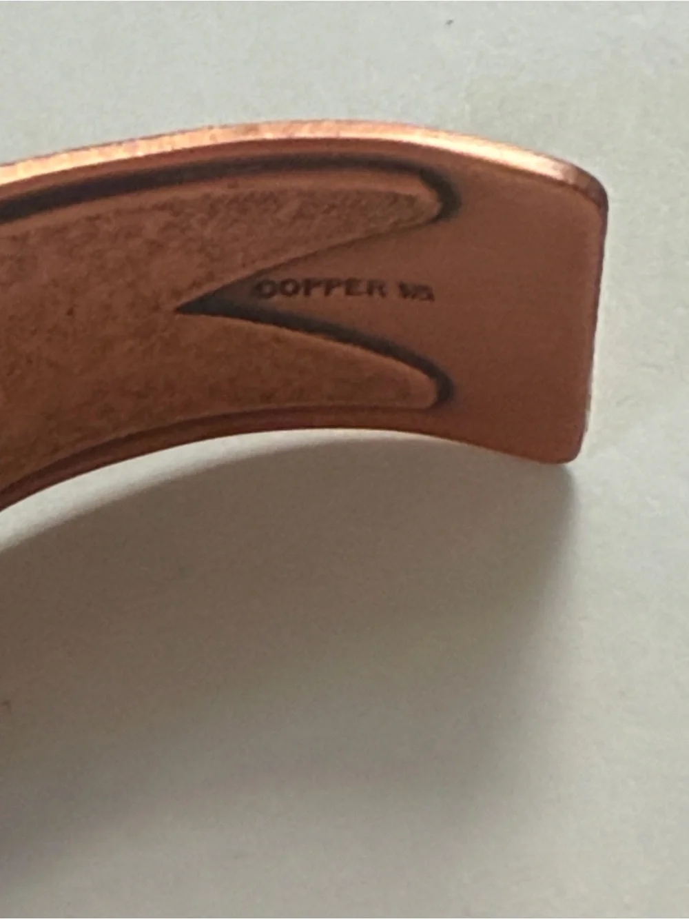 Stamped Genuine Copper and Black Men's Etched Cuff Bracelet